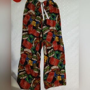Black Kids Pajama Pants with Colorful Snack Print